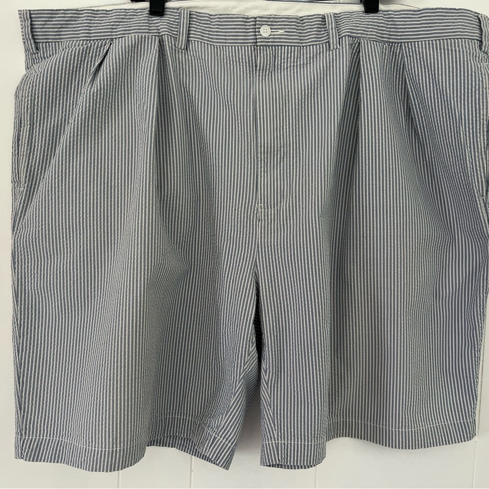 Polo Ralph Laure Blue White Stripe Seersucker Big and Tall Shorts Size 50B